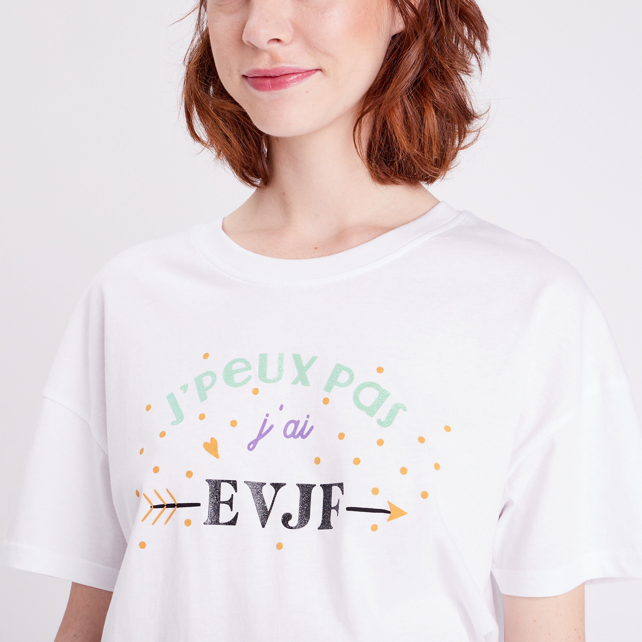T-shirt oversize col rond blanc femme | Cache Cache