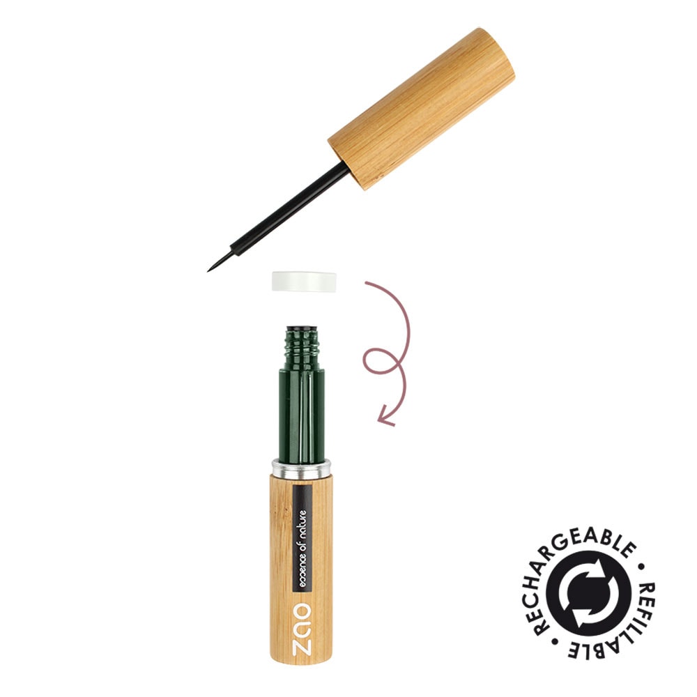 zao essence of nature Eyeliner pinceau 075 Vert kaki ZAO Eyeliner Certifié Bio, Formule 100% naturelle, Vegan et Rechargeable