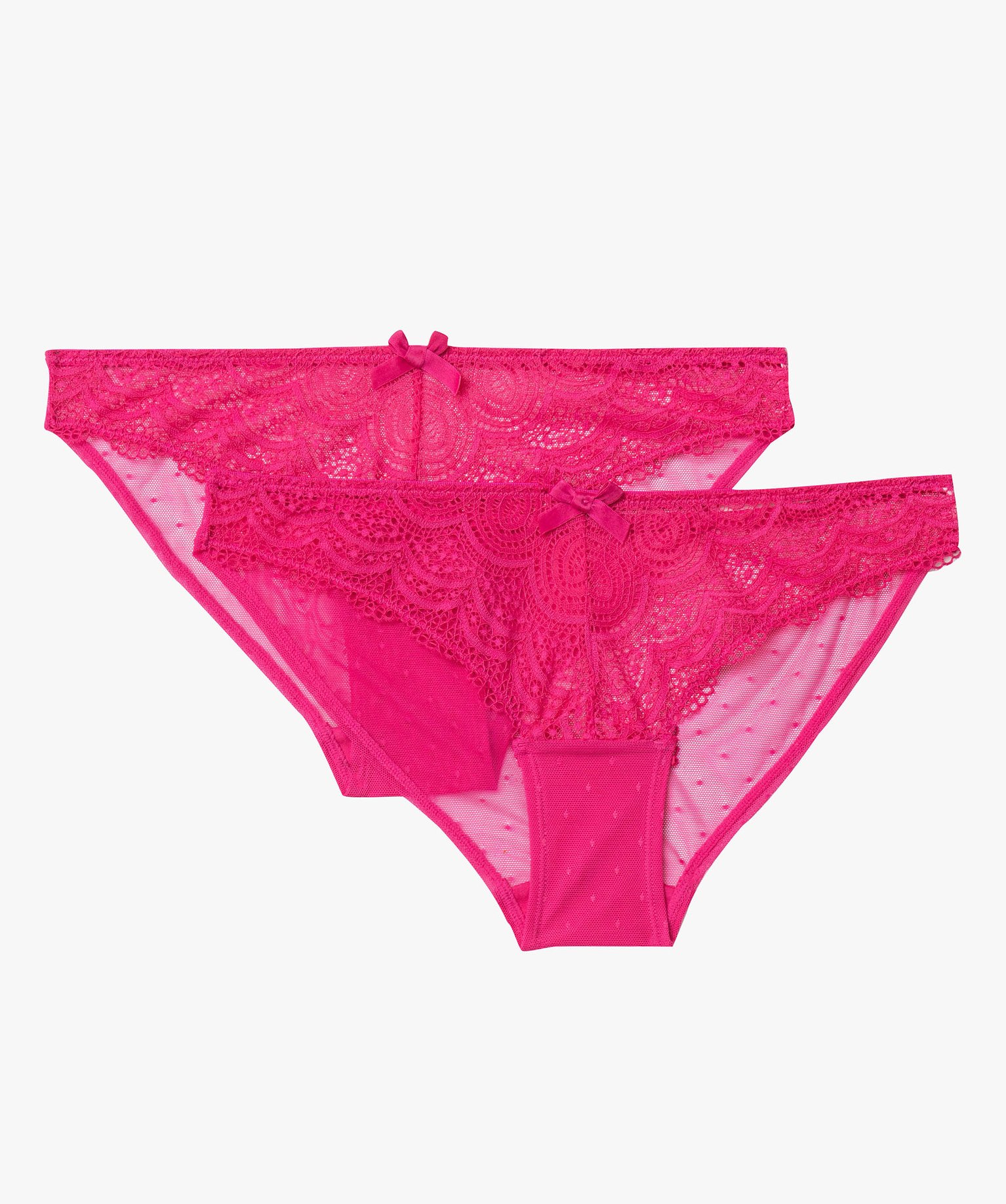 Culotte en dentelle et tulle femme (lot de 2) violet | GEMO
