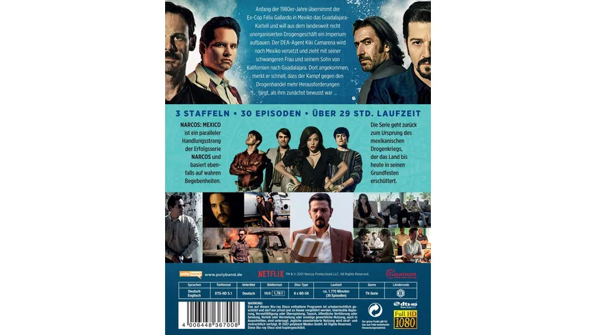 NARCOS: MEXICO - Die komplette Serie (Staffel 1 - 3) LTD.  [9 BRs]