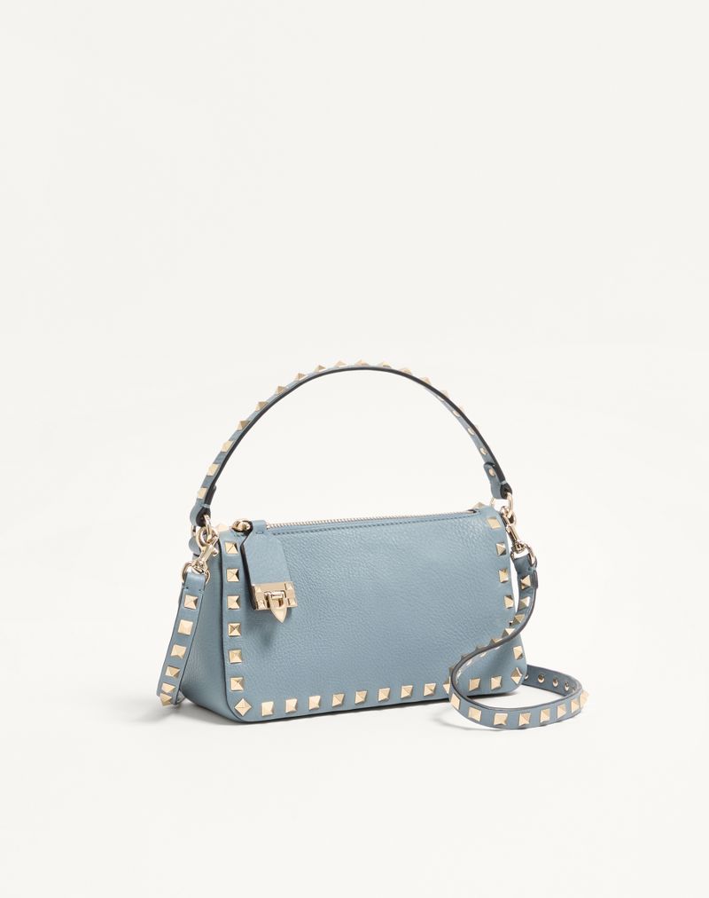 Bolsa de ombro pequena Rockstud em couro de bezerro granulado