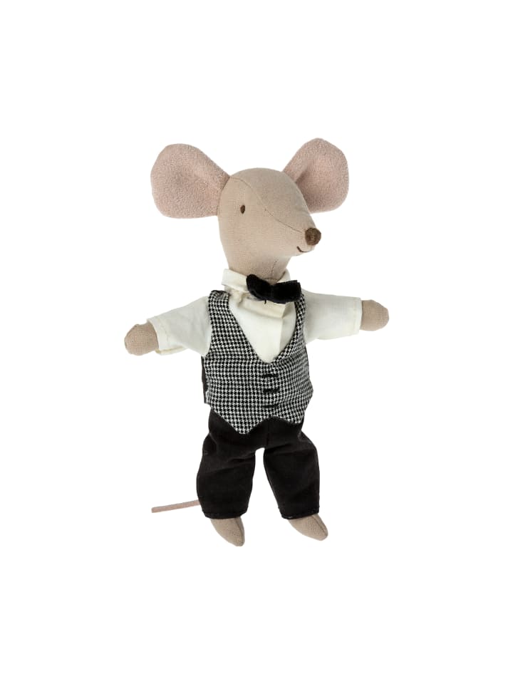 Maileg Kellner Maus mit Schwarz Weiß karierter Weste 15 cm günstig kaufen onesize