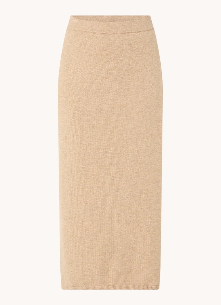 Claudia Sträter Fine-knit midi skirt in wool blend with wrap over
