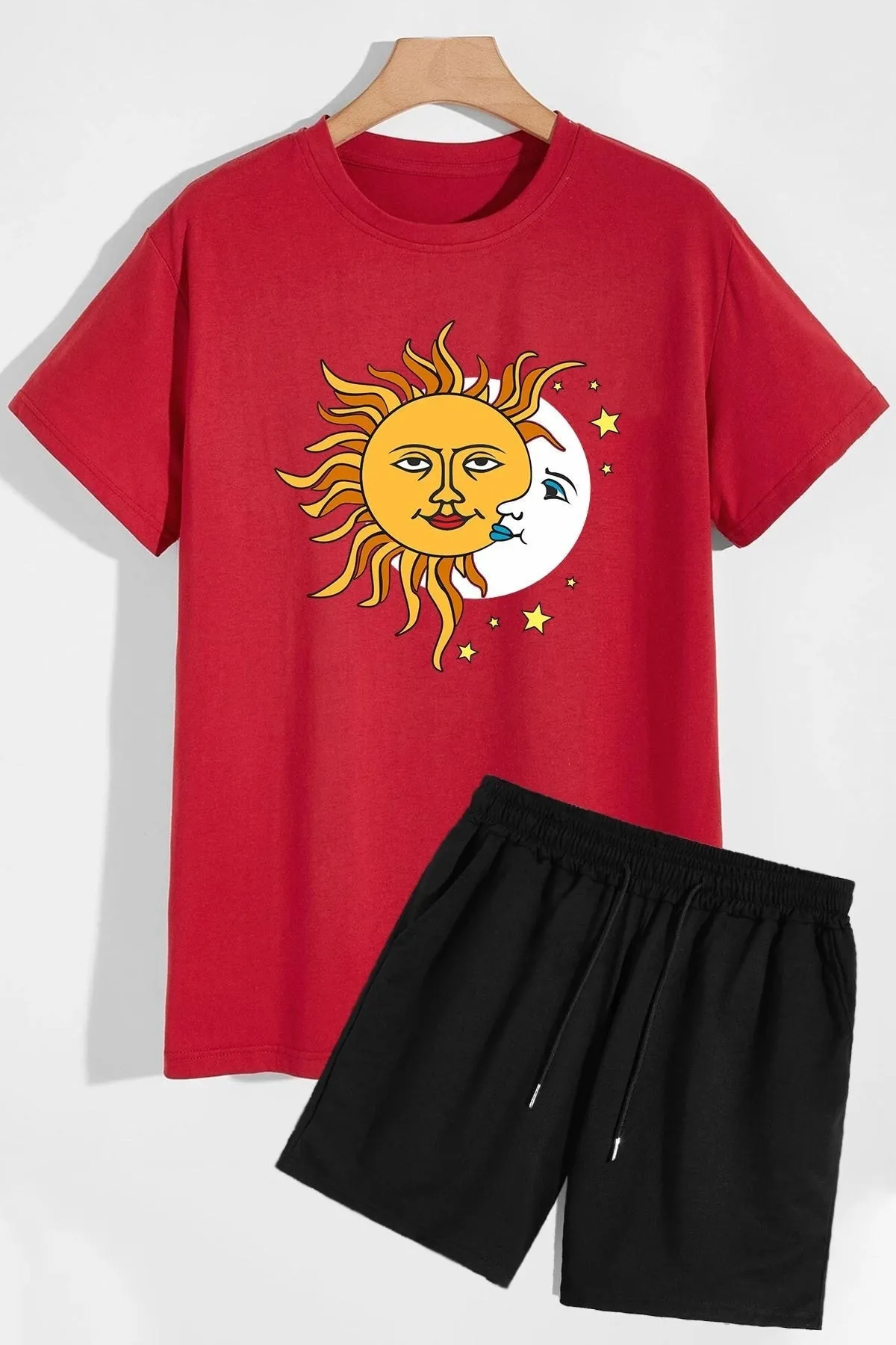 trendypassion  Shorts-T-Shirt-Trainingsanzug-Set mit Universum-Thema