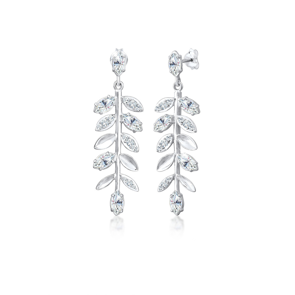 Elli PREMIUM Elli PREMIUM Boucles d'Oreilles Symbole de la feuille des dames avec des cristaux Boucles d'oreilles