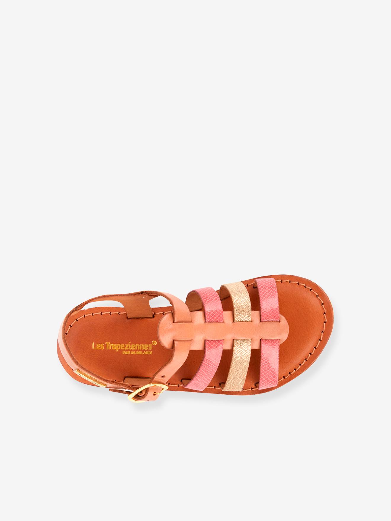 Sandales cuir fille Bobbie LES TROPEZIENNES® PAR M. BELARBI rose/or