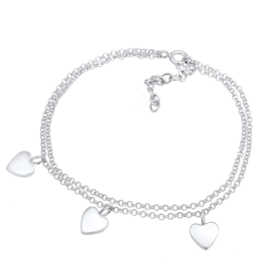 Elli Elli Bracelet Couche de Trio Symbole Coeur Amour Bracelet Femme  (925/1000) Argen Bracelet