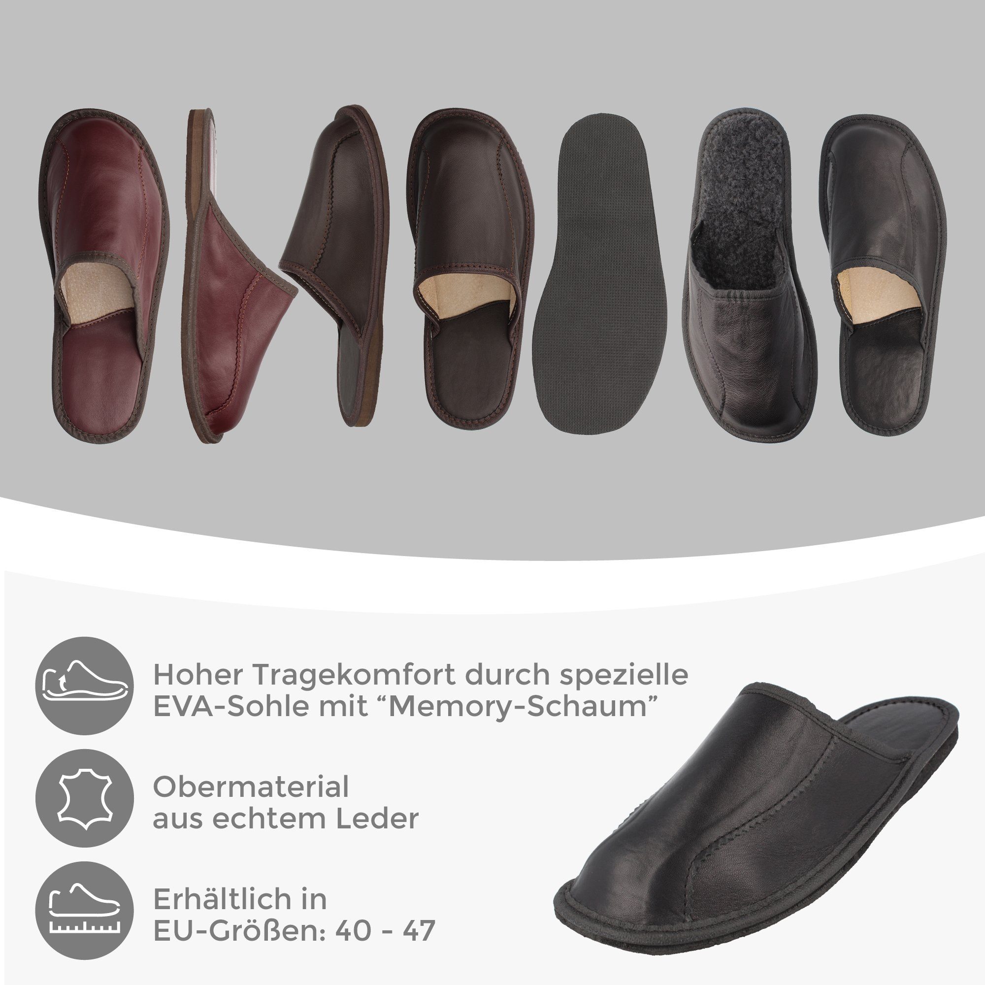 filsko Herren Winter Kalbsleder Hausschuhe Hausschuh