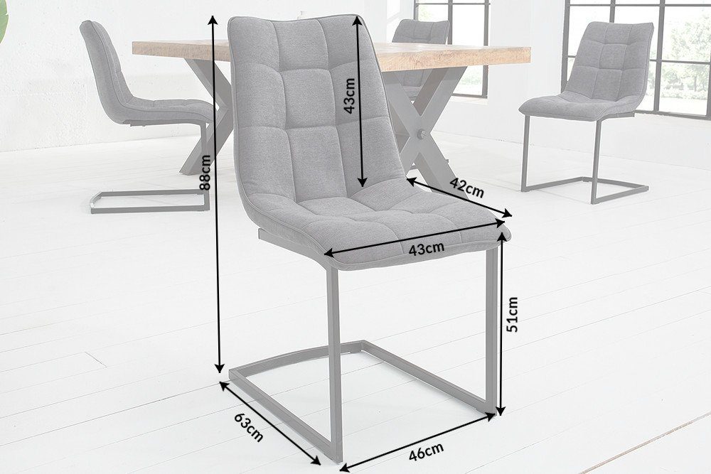 riess-ambiente Freischwinger MIAMI dunkelgrau / schwarz (Einzelartikel, 1 St), Esszimmer · Webstoff · Metall · Industrial