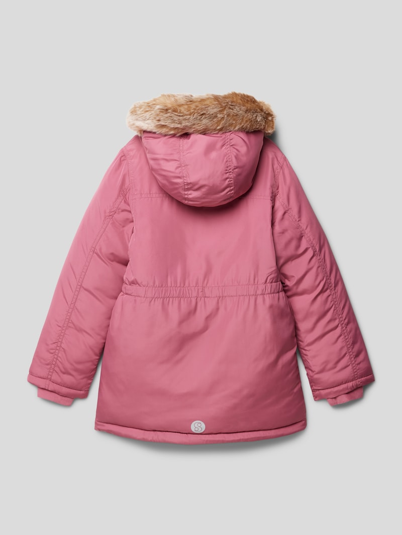 Winterjacke mit Kunstfellbesatz in pink