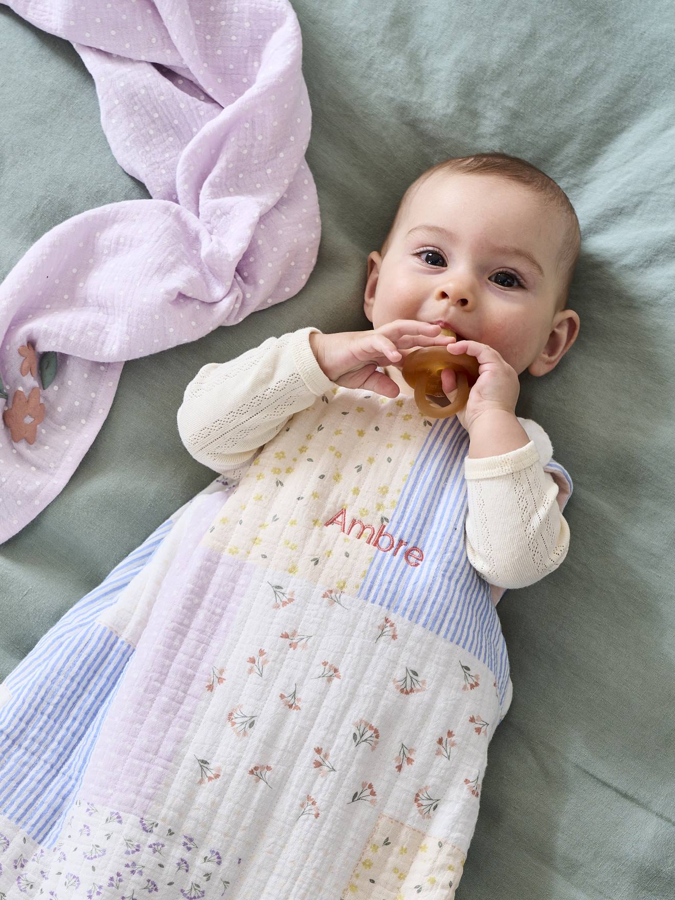 Vertbaudet Ärmelloser Baby Schlafsack SOMMERHAUS Oeko-Tex personalisierbar - mehrfarbig