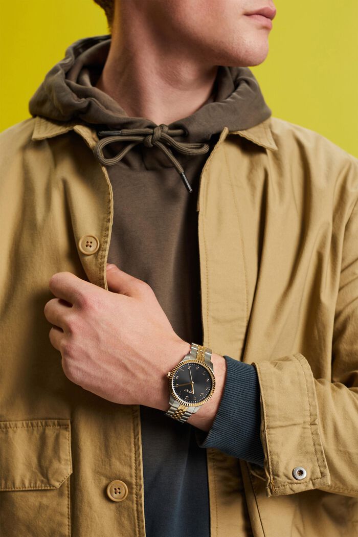Edelstahluhr mit zweifarbigem Armband