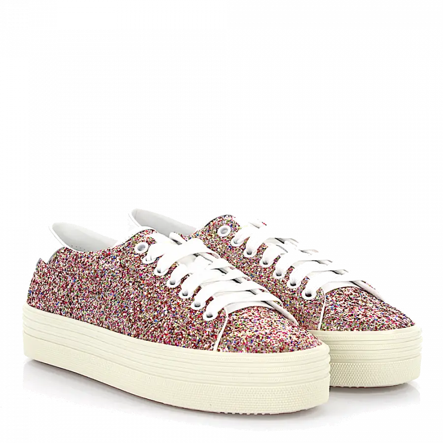 Saint Laurent - Sneaker low Kalbsleder Glitzer weiß bunt - pink
