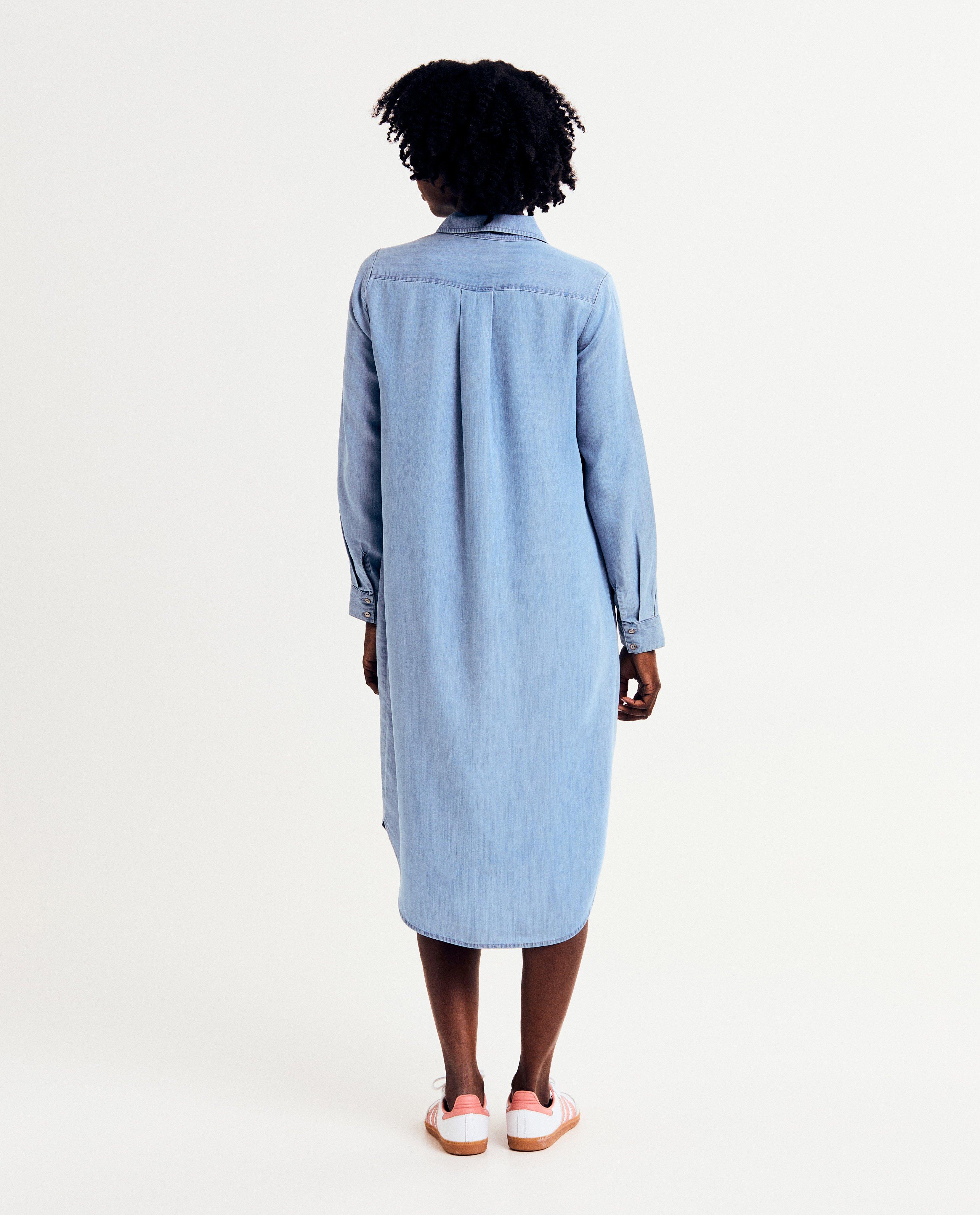 Rochie gravidă din denim albastru deschis Atelier Maman