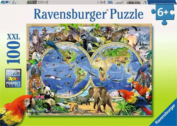 Kinderpuzzle ab 6 Jahren - Tierisch um die Welt - 100 Teile