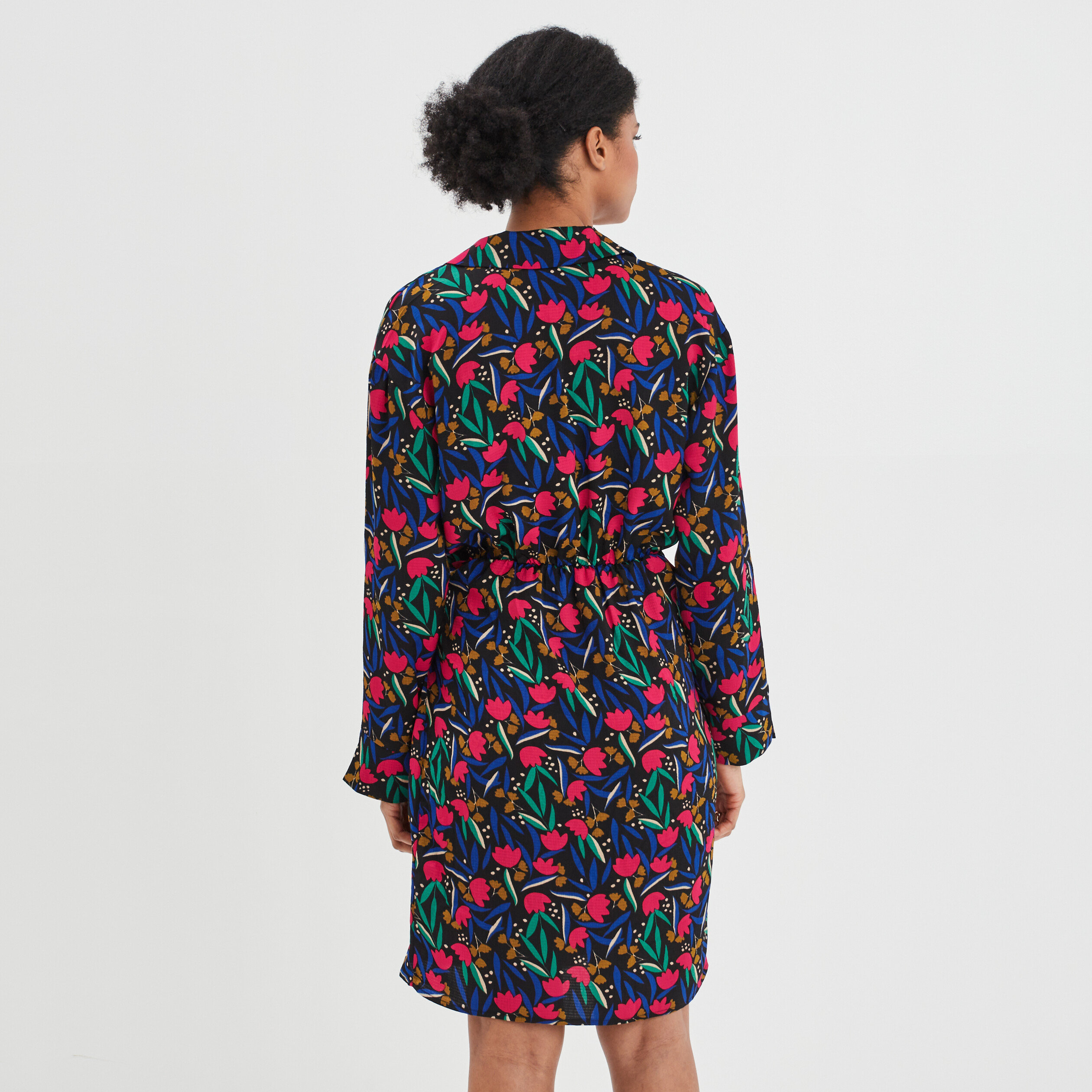 Robe col cache-coeur avec noeud noir femme | La Halle
