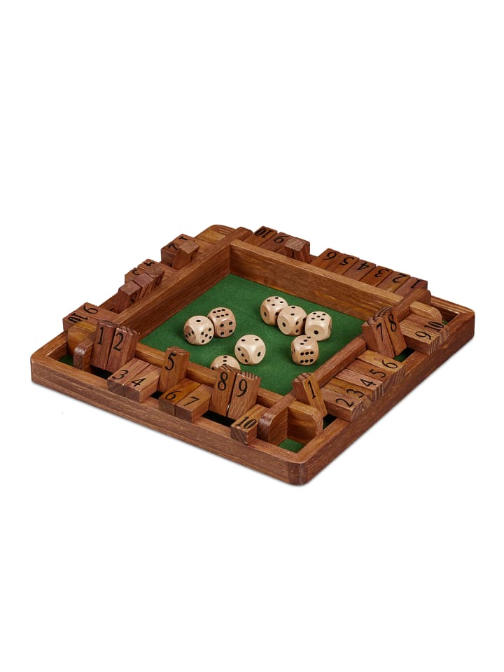 relaxdays Shut The Box Spiel in Braun/ Grün günstig kaufen onesize