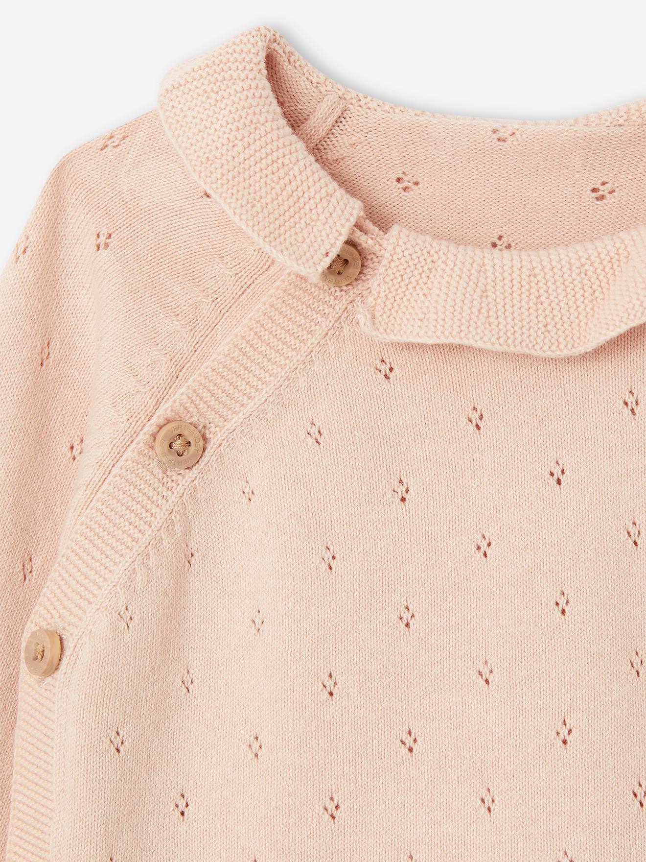 Vertbaudet Baby Strick-Set: Pullover & Hose Oeko-Tex - rosa nude