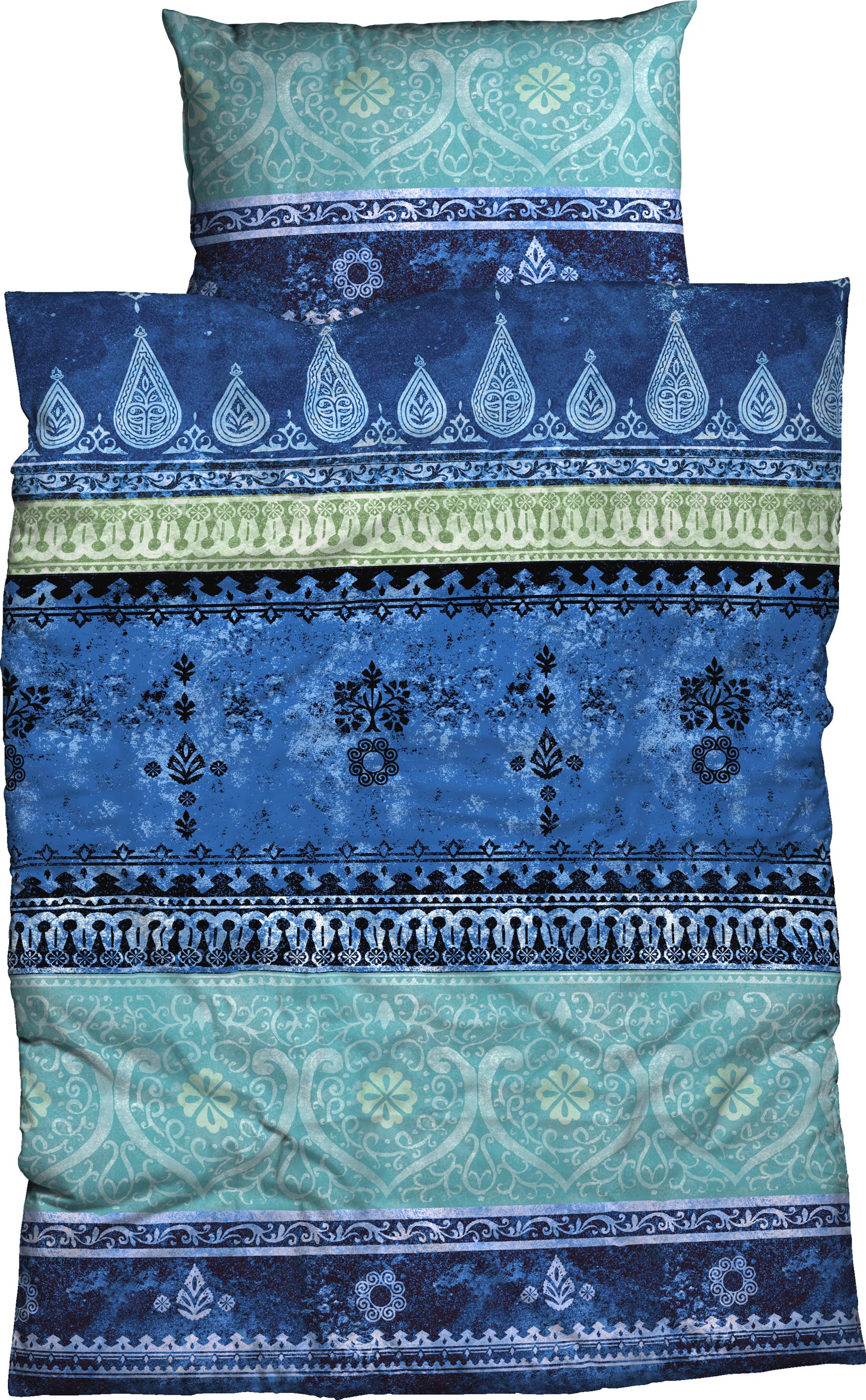 Bettwäsche Indi in Gr. 135x200, 155x220 oder 200x200 cm, CASATEX, Biber, 2 teilig, Biber kuschelig warm im Winter, gemusterte Bettwäsche aus Baumwolle