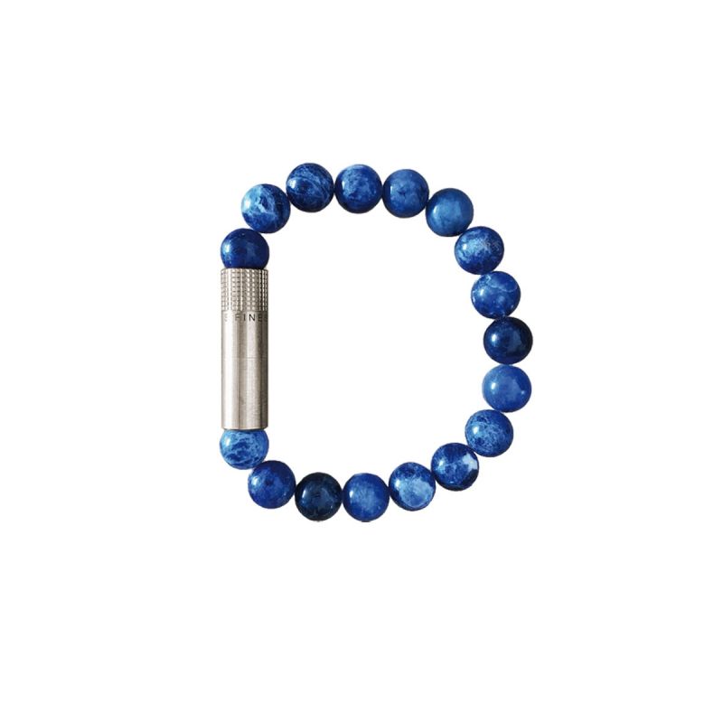 Les Fines Lames Punch Sodalith-Armband aus Edelstahl – Größe M