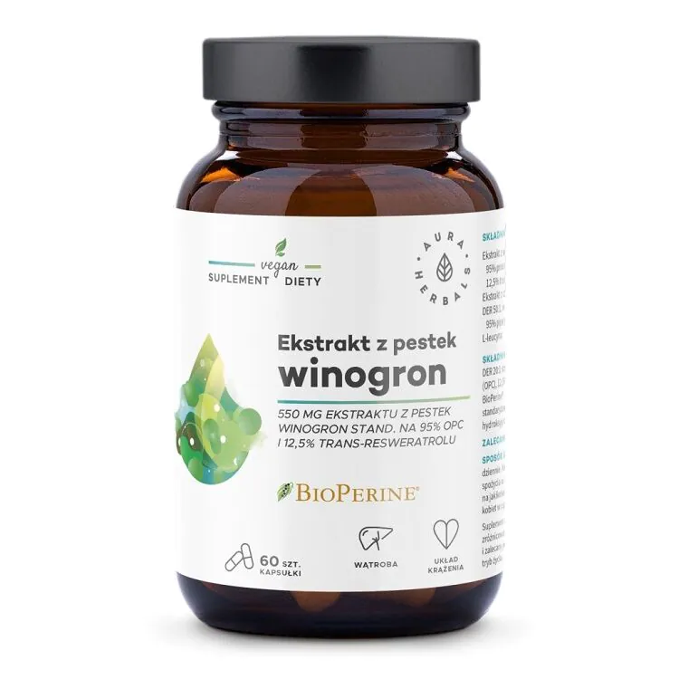 Aura Herbals Εκχύλισμα Σπόρων Σταφυλιού 550 mg 95% OPC, Κάψουλες