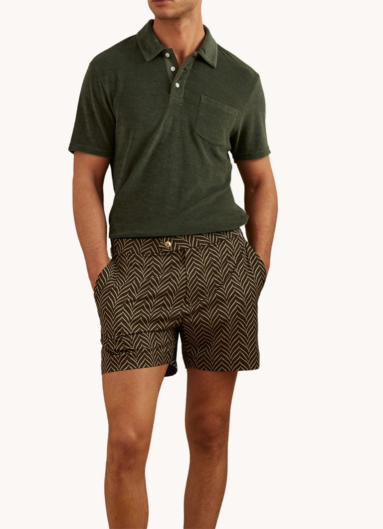 Camisa polo Reiss Rainer de corte regular em tecido atoalhado com bolso no peito.