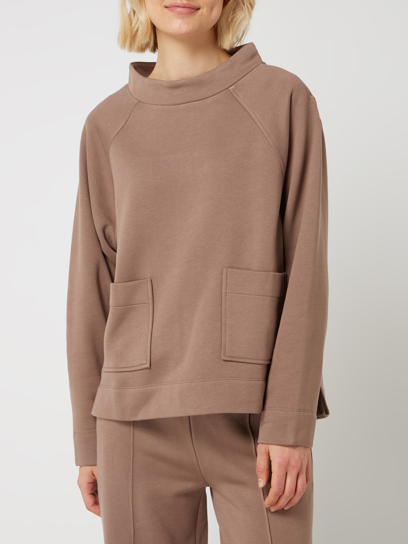 Oversized Sweatshirt mit aufgesetzten Taschen in taupe