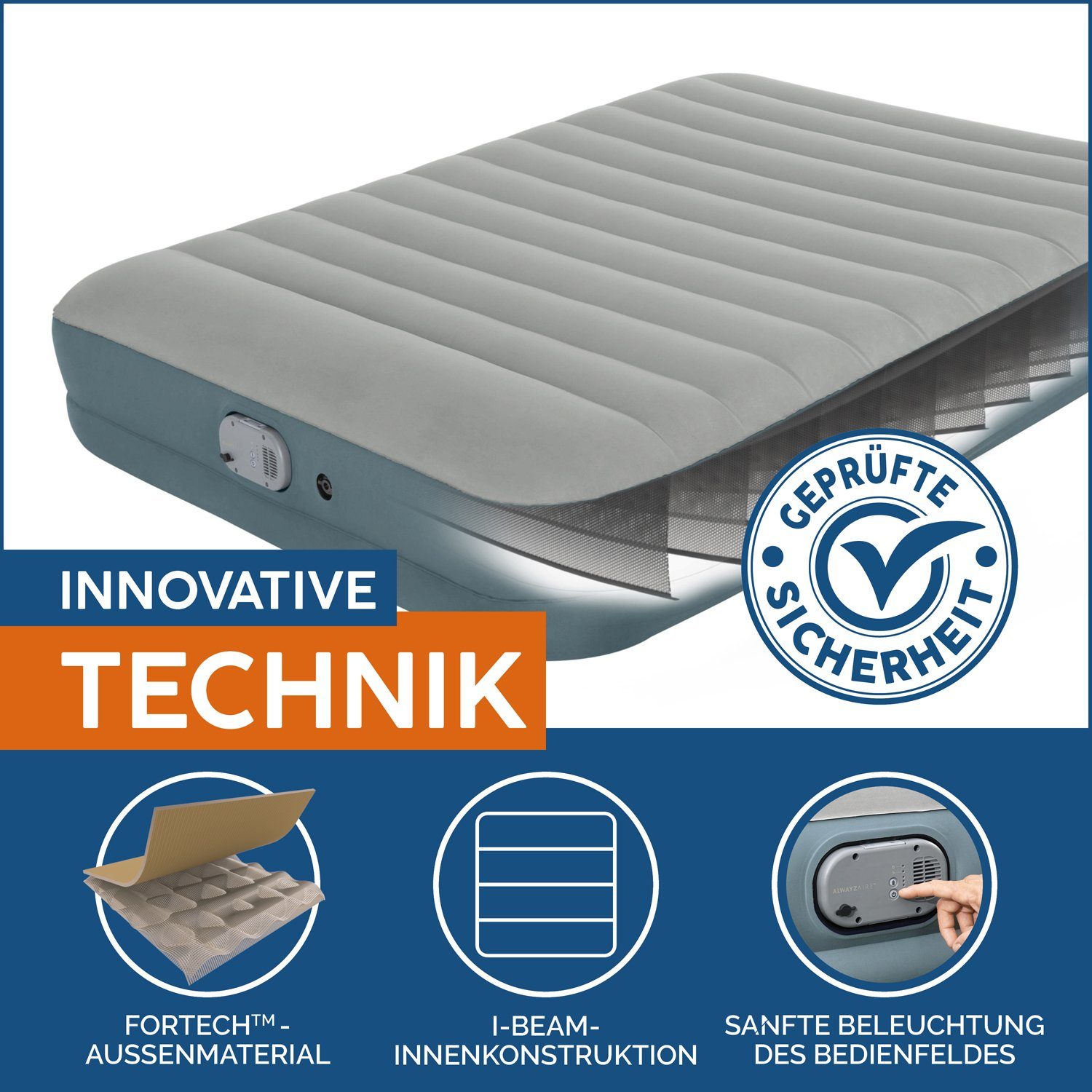 Bestway Luftbett AlwayzAire 2 Personen mit Akku Doppelpumpe 203 x 152 x 36 cm