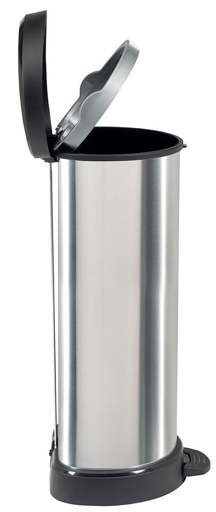 Curver DECOBIN Abfalleimer 40L mit Fußpedal silber metallic
