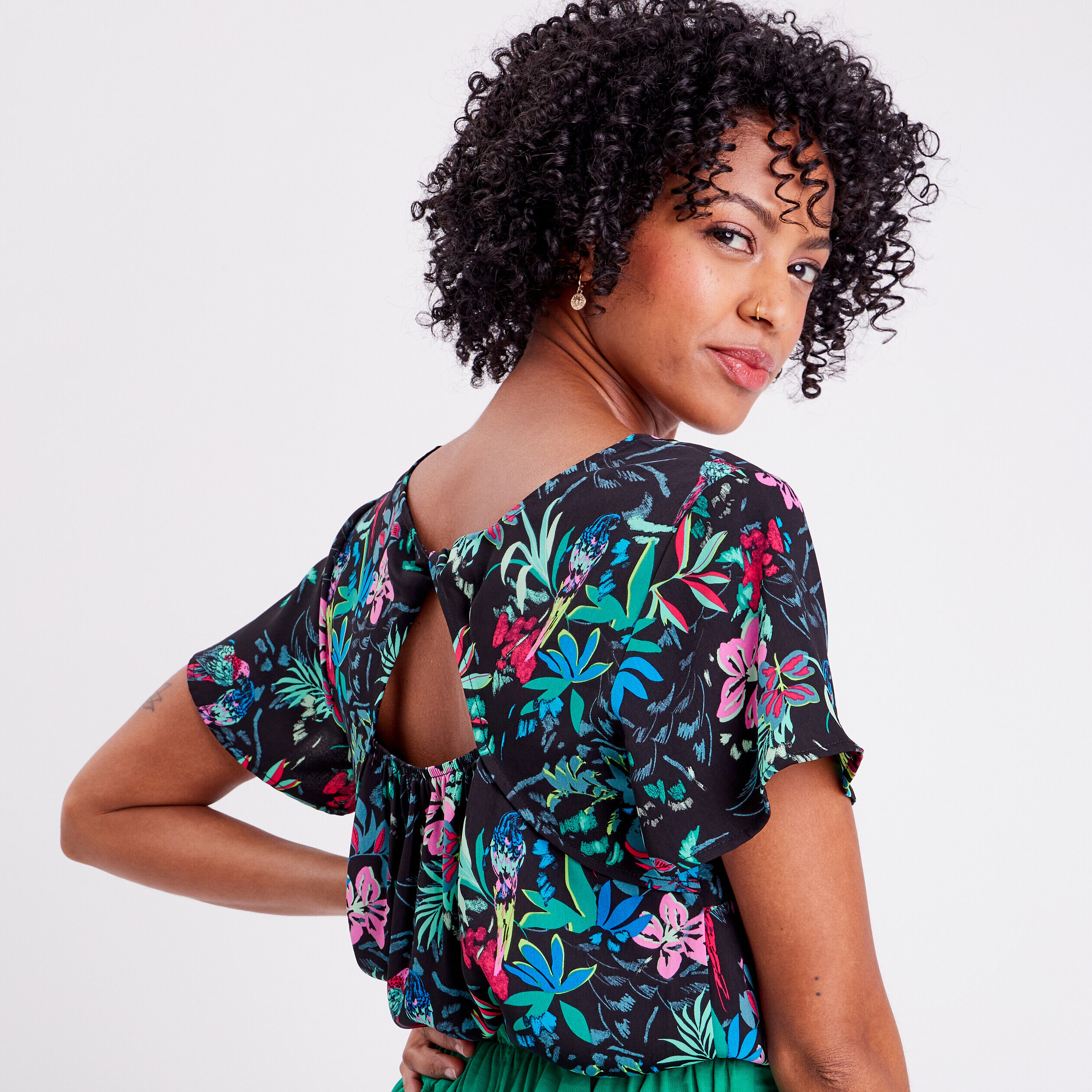 Blouse manches courtes noir femme | Cache Cache