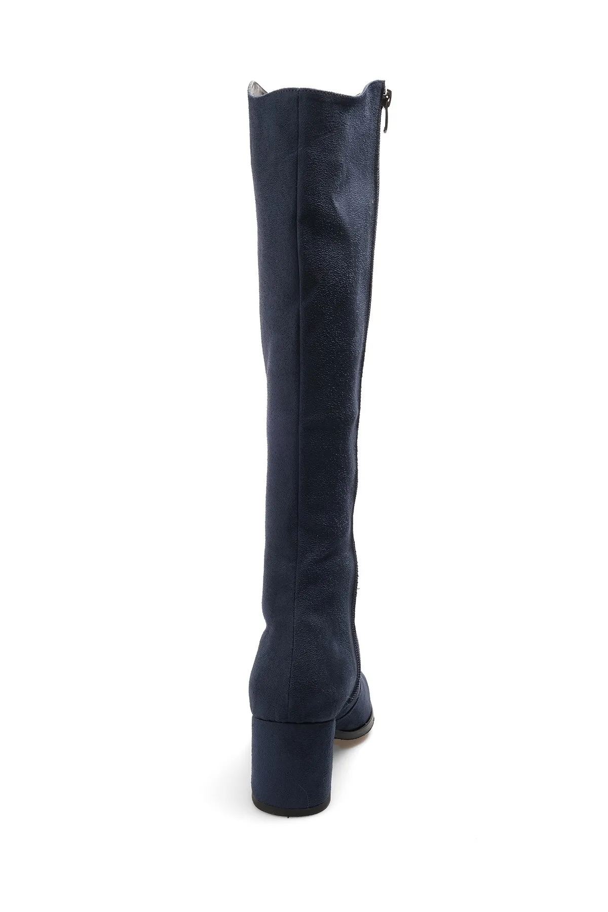 Mio Gusto  Bella Marineblaue Damenstiefel mit seitlichem Reißverschluss und dünnem Kunstpelzfutter