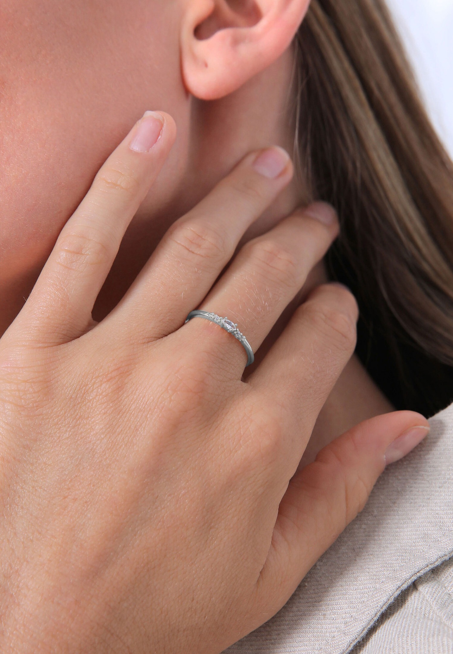 Elli elegáns női marquise eljegyzési gyűrű cirkónia kristállyal 925 sterling ezüstből