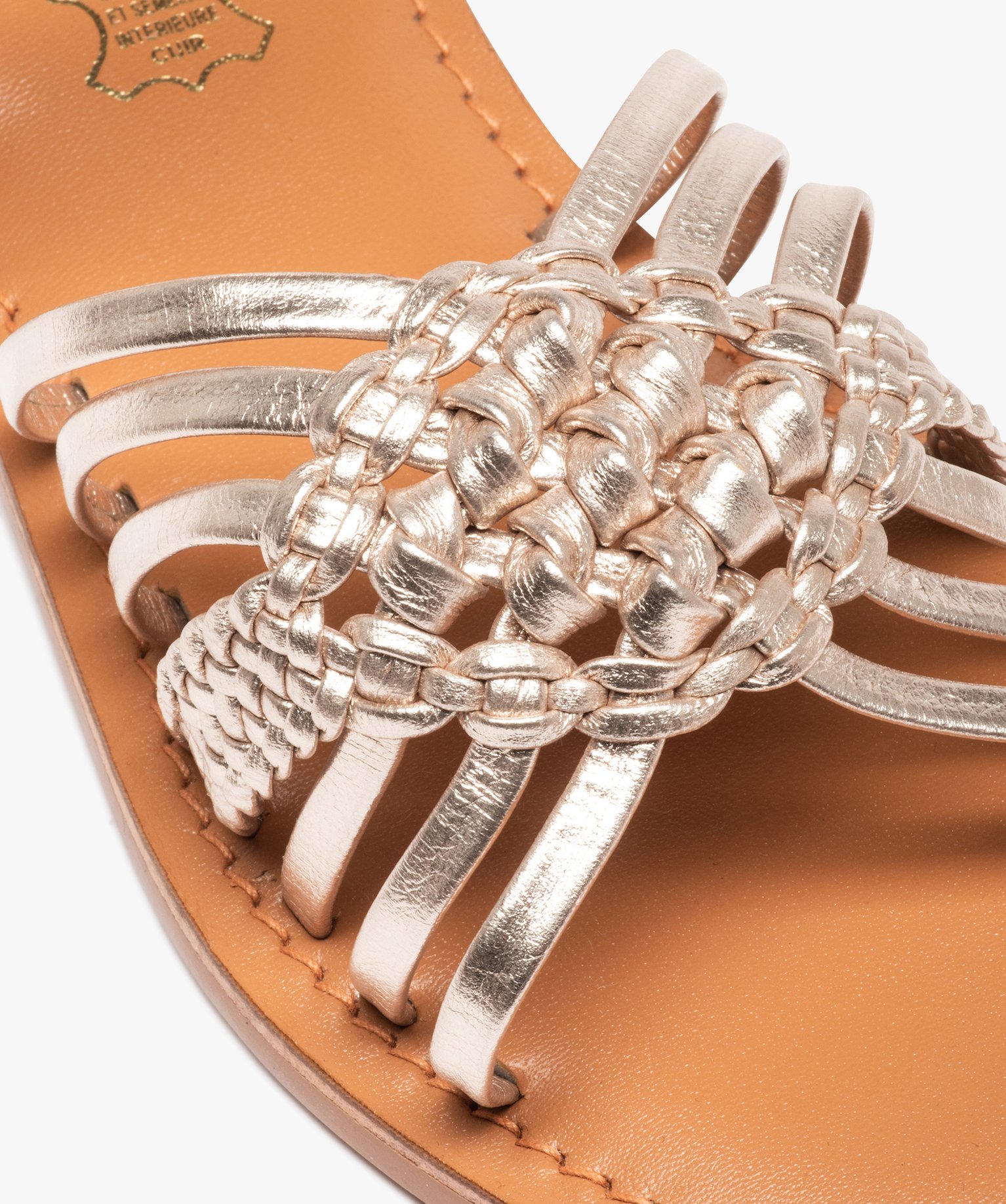 Sandales femme à fines brides métallisées en cuir - Tanéo or | GEMO