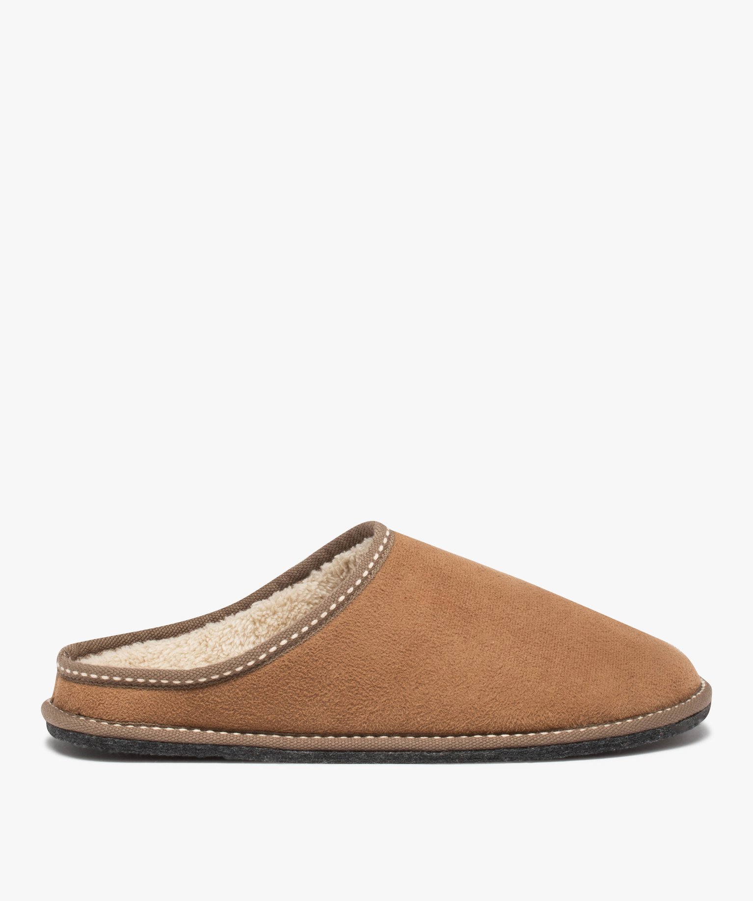 Chaussons homme mules couvrantes en suédine unie marron | GEMO