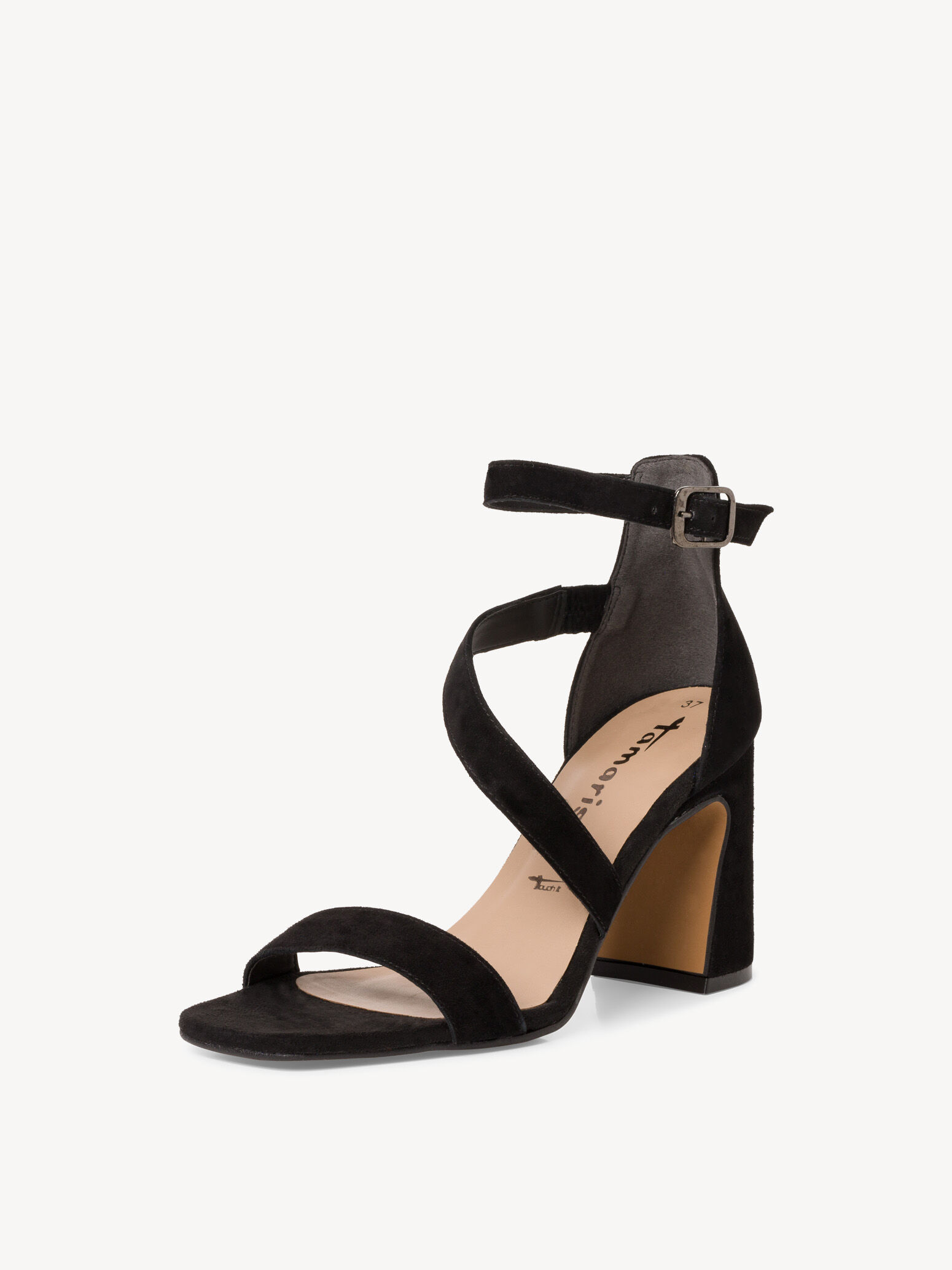 Sandale à talon en cuir - noir