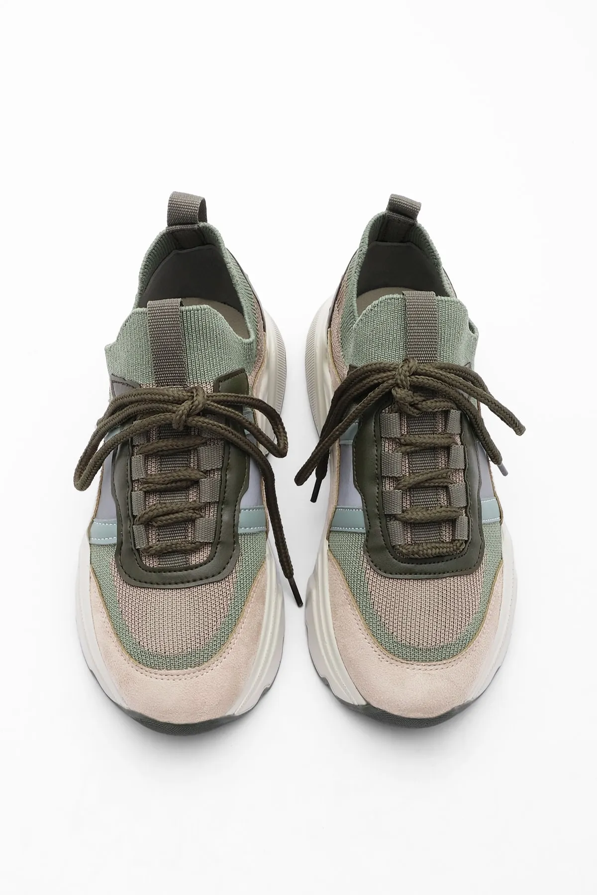 Marjin  Damen Sneaker Hohe Sohle Strickwaren Sportschuhe Volente Khaki