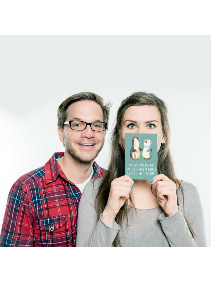 Mr. & Mrs. Panda Postkarte Großelternliebe mit Spruch in Meeresbrise günstig kaufen onesize