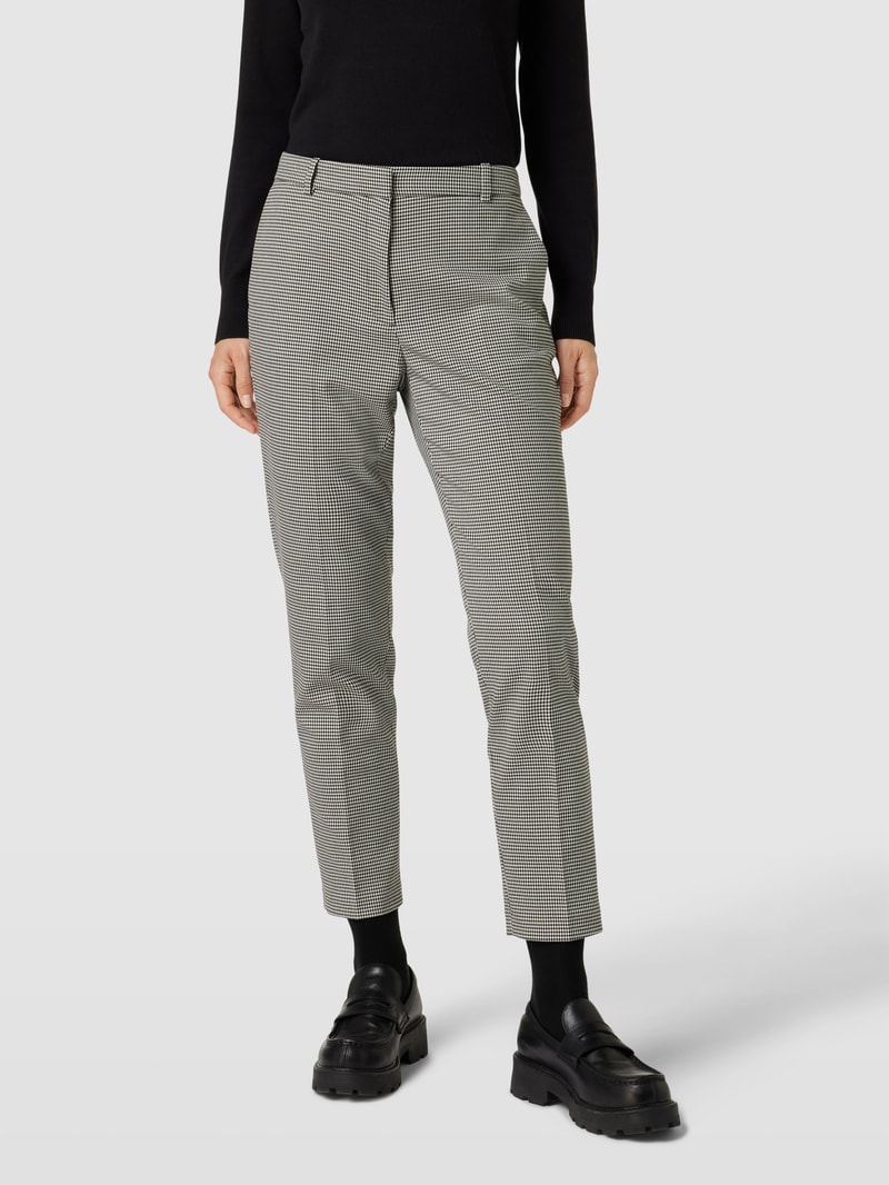 Stoffhose mit Hahnentrittmuster in schwarz