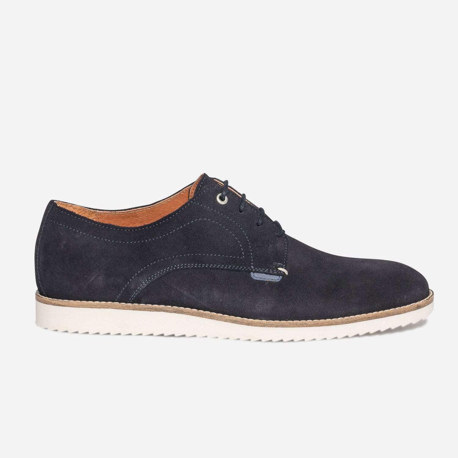 Derby confort bleu marine en cuir velours