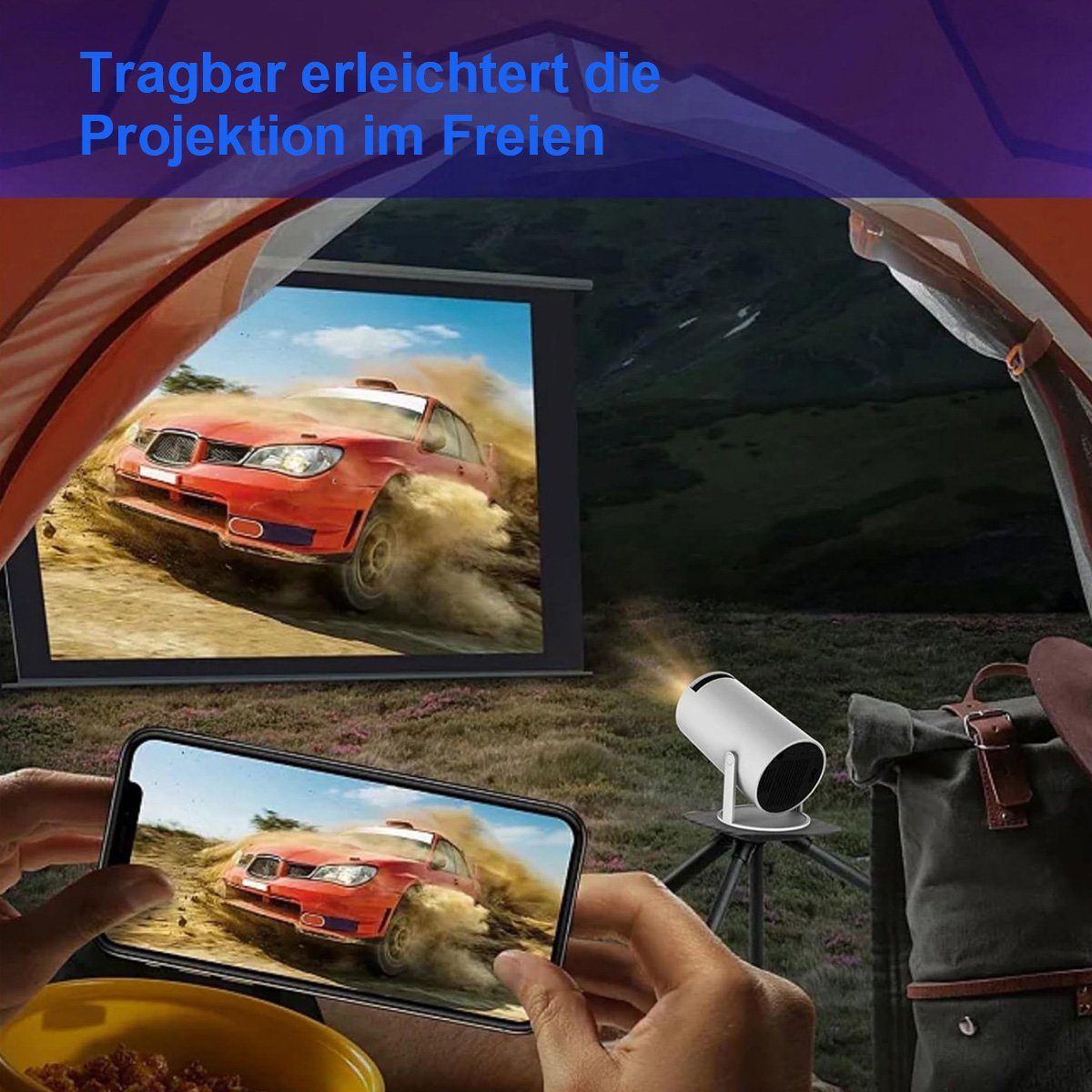 Yoyaxi 4K HD Mini-Projektor für Wände und Decken,automatische Trapezkorrektur Beamer (120 ANSI Smart WiFi 2.4G/5G Android 11.0 Projektor)