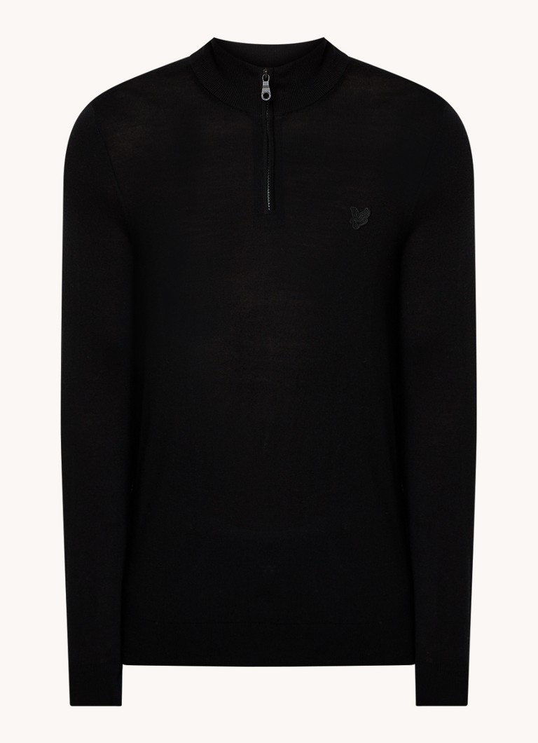 Lyle & Scott Fine-knit wool sweater with half zip and logo