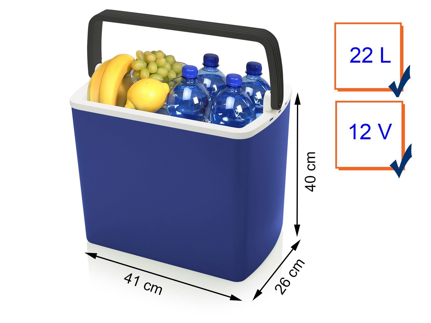 Campart Elektrische Kühlbox, 22 l, kleine Kühltasche mit 12V Strom für Auto thermoelektrisch & Umformer