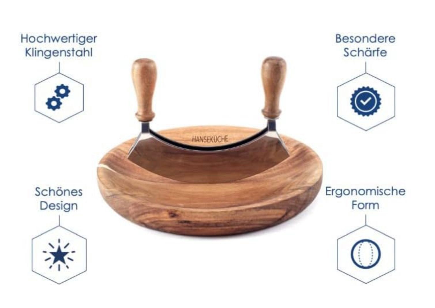 Hanseküche Wiegemesser Wiegemesser mit Brett – FSC®-zertifiziert, Nachhaltig, Ergonomisch Geformt, Langlebig