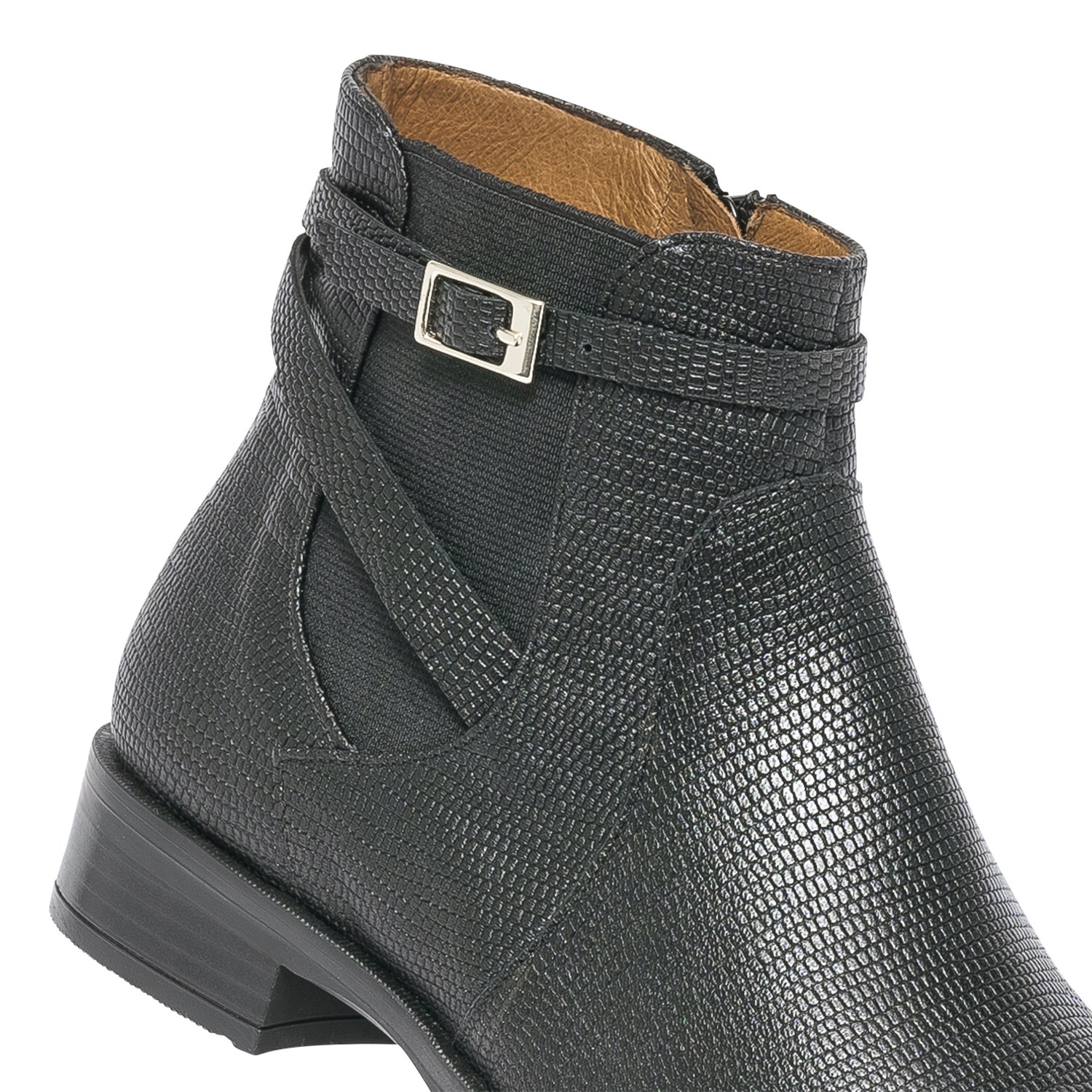 Chelsea boots ERAM FLEX noir cuir embossé à bride