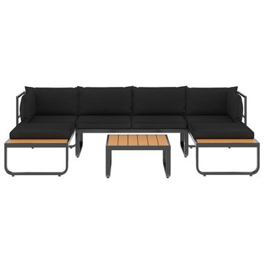 vidaXL Loungesofa 4-tlg. Garten-Ecksofa-Set mit Auflagen Aluminium und WPC, 1 Teile