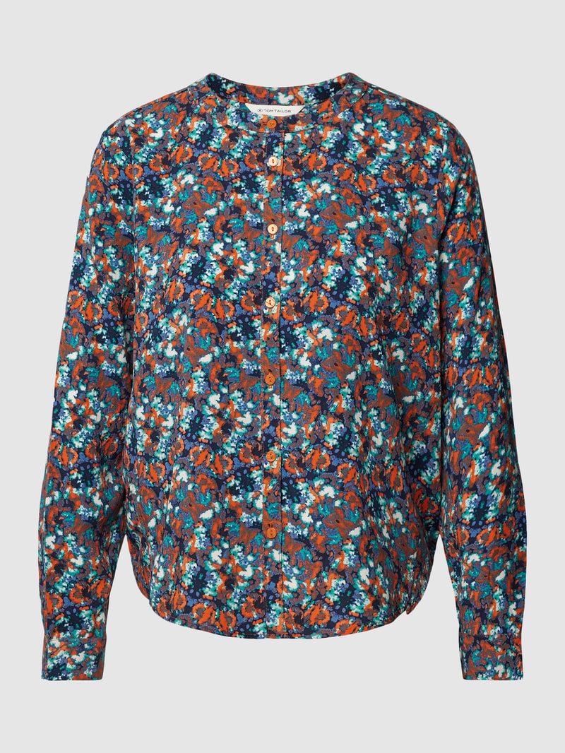 Hemdbluse aus Viskose mit Allover-Muster in marineblau