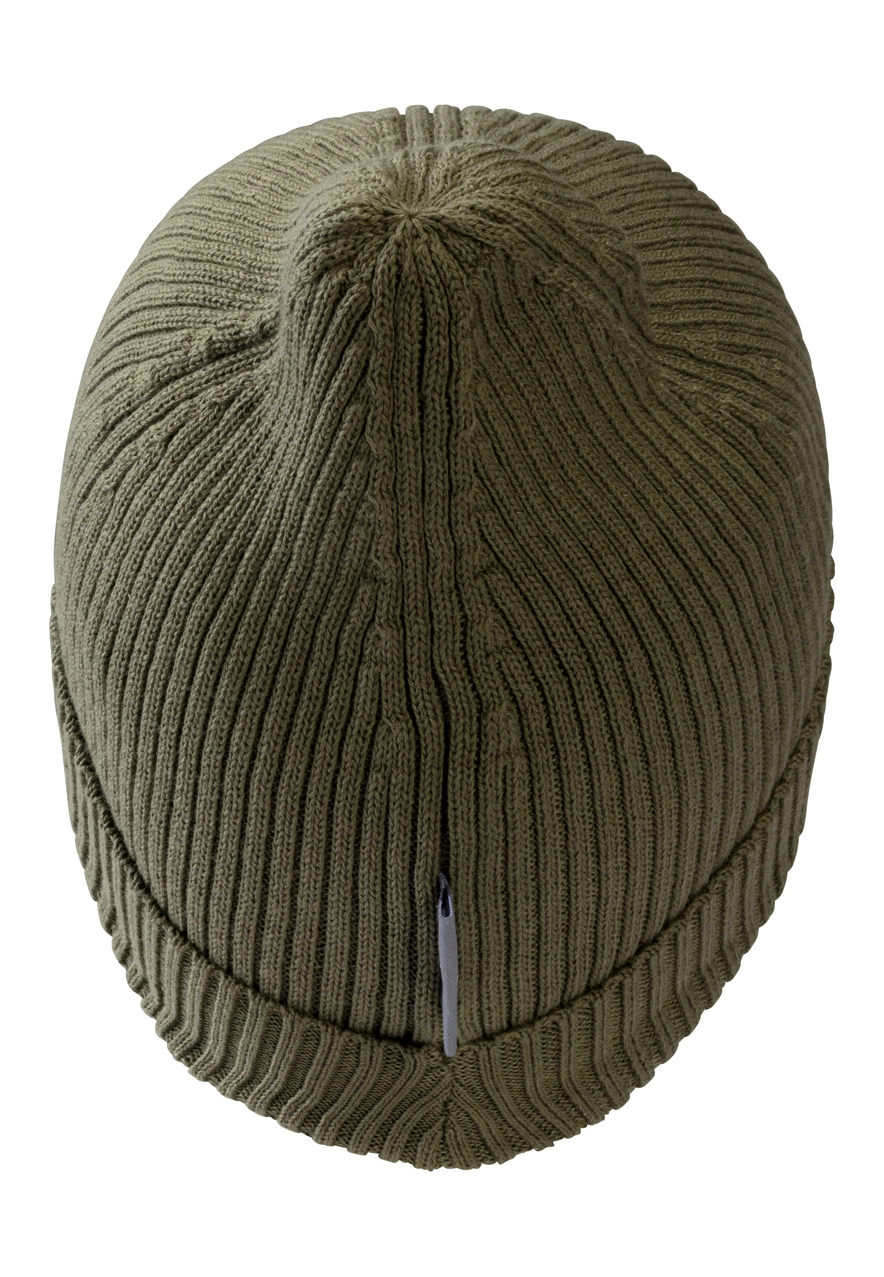 Strickmütze GOTS Uni im Rippenmuster mit Umschlag