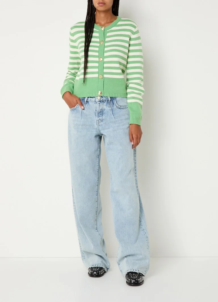 Jeans Jean Fabienne Chapot a vita media, gamba larga, lavaggio chiaro
