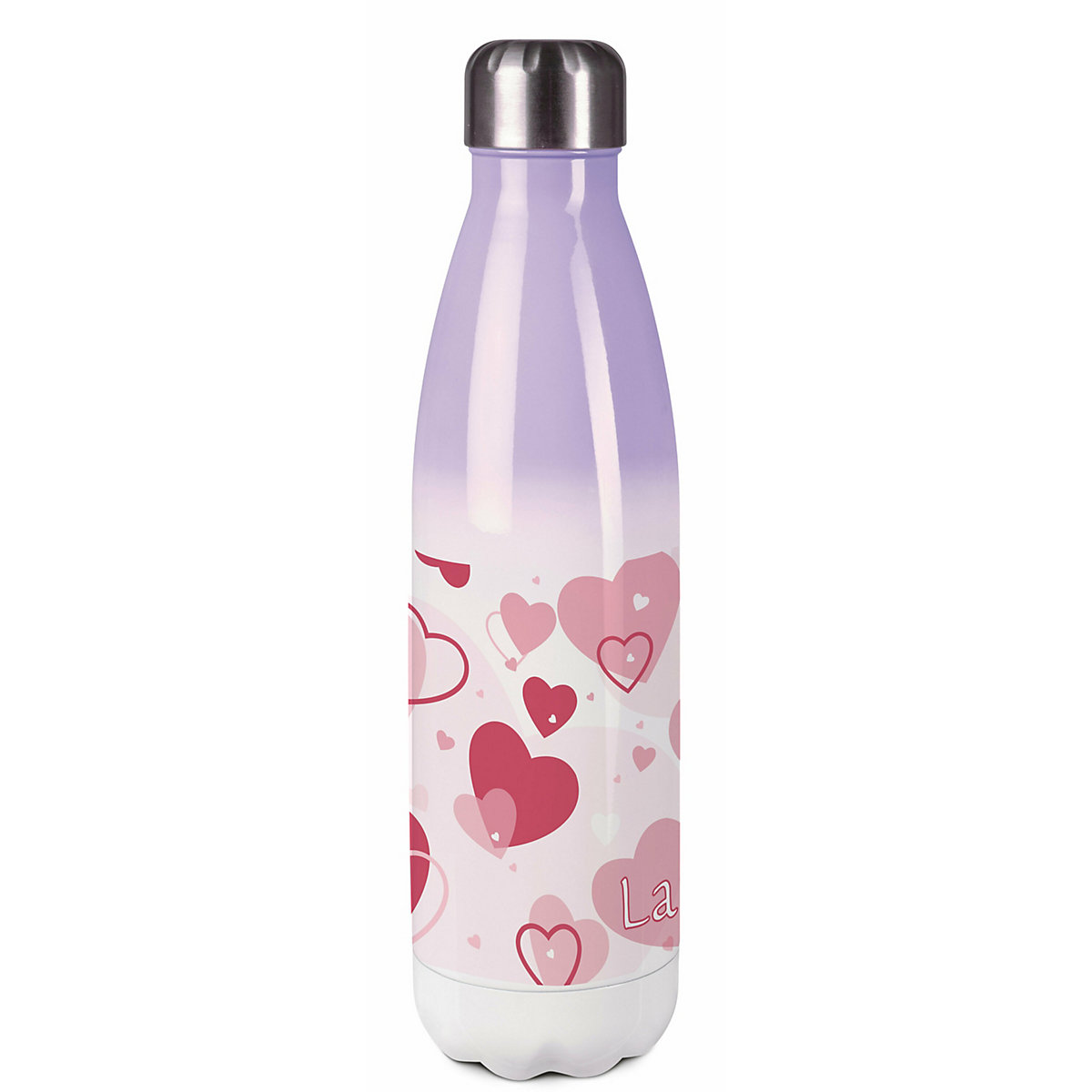 Edelstahl Kinder Thermoflasche / Trinkflasche bunt Herz Farbe rosa Spülmaschinenfest, Auslaufsicher, Bruchfest, Doppelwandig, Für Heißgetränke geeignet, Mit Deckel, Isoliert
