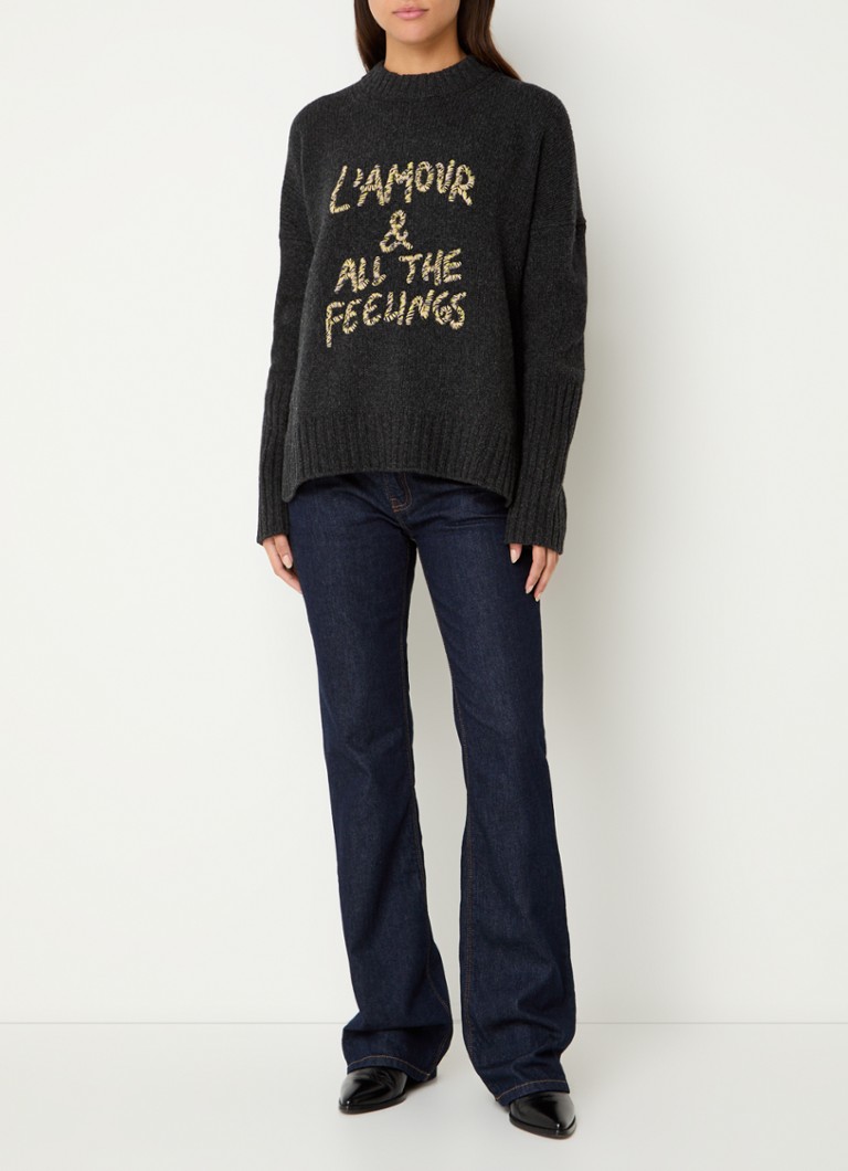 Pulover gros din lână merinos cu broderie de la Zadig&Voltaire Malta.